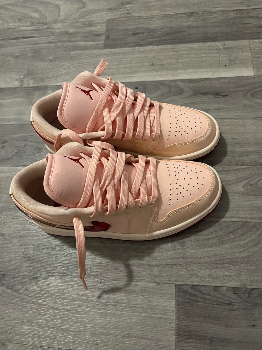 Jordan Low Top Women's Sneakers - Light Pink with Red Logo